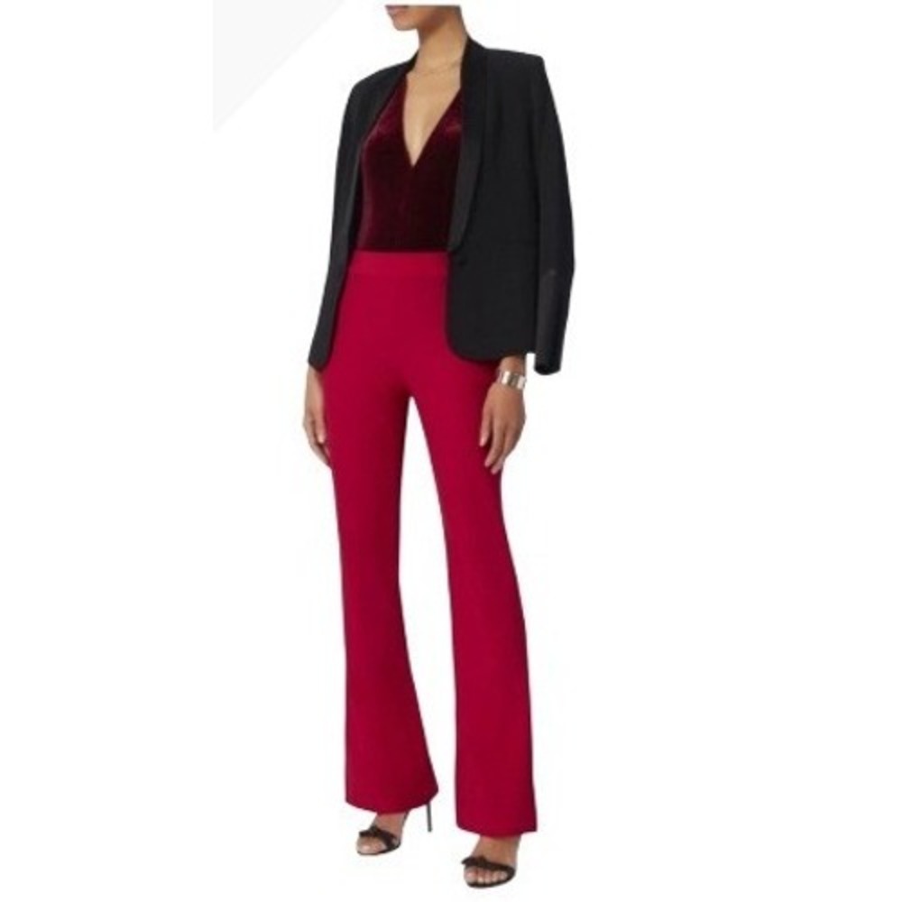 Intermix Pants Women‎ XS Red Cherry Raia Flare Trouser High Rise Side Zip Preppy